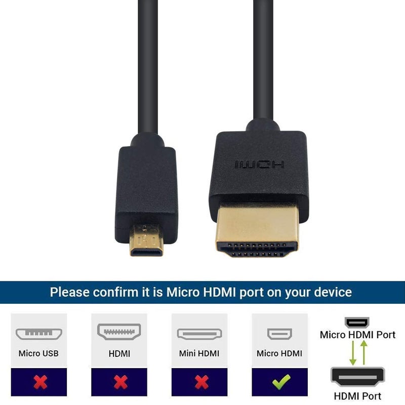 Duttek Extreme Thin Coiled Micro HDMI to HDMI Cable 6FT/1.8M, HDMI to Micro HDMI 2.0 Cable Compatible 4K@60Hz, 1080P, 4K, 3D, and Audio Return Channel - Image 4